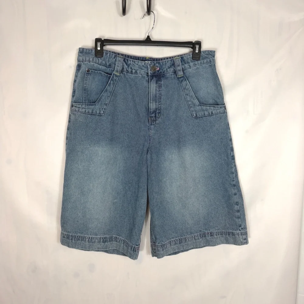 ALAB Denim Jorts Shorts Womens Size 14 (36 waist) Blue Y2K Skate Star Logo